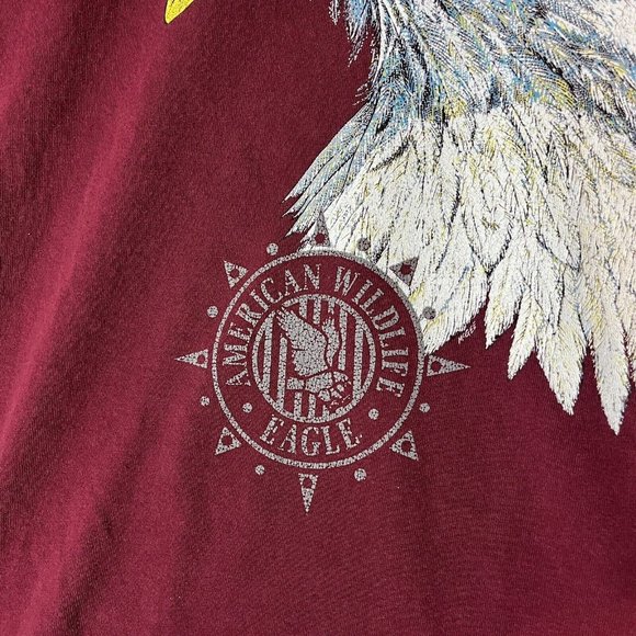 Vintage Bald Eagle T-Shirt Mens XL Jerzees Made In USA Maroon Graphic Logo - Picture 7 of 11
